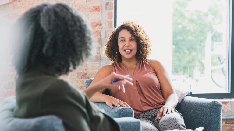 woman at dialectical behavior therapy session