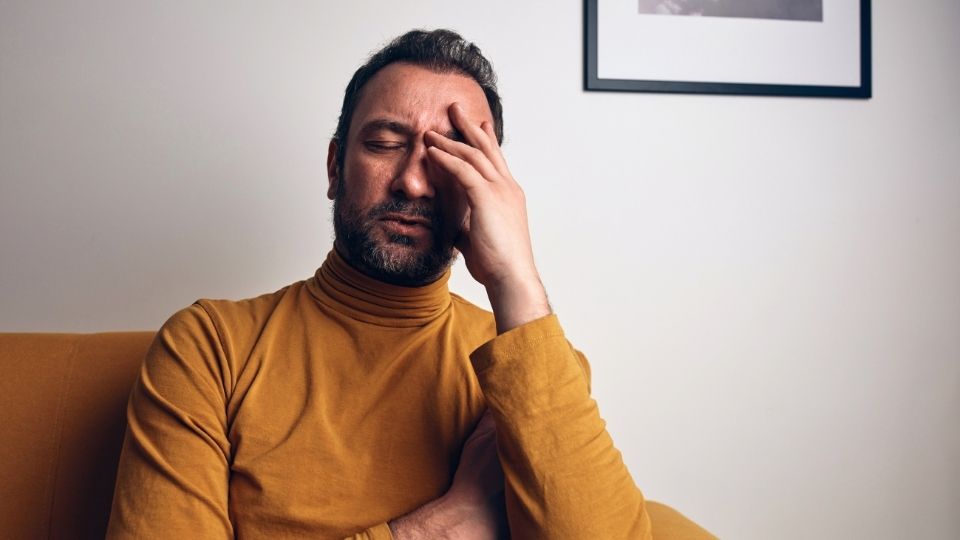 What Are the Signs of Detoxing From Alcohol A man experiences a rush of anxiety and restlessness.