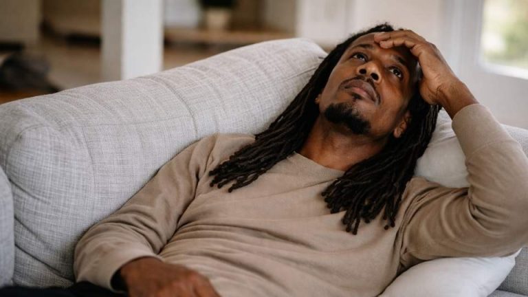 How Long Does Methamphetamine Stay in Your System a man feels the effects of coming down from meth.