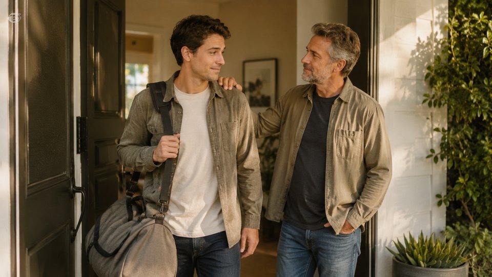 Loved one leaving for addiction treatment with family support