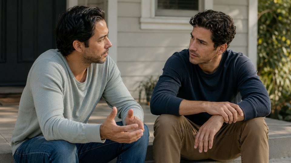 Brother talking with a loved one who refuses addiction treatment.